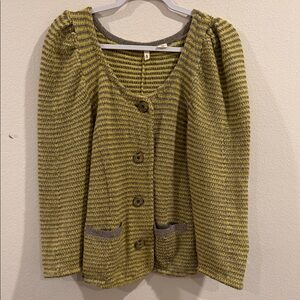 Moth Olive and Charcoal Striped Cardigan anthropology